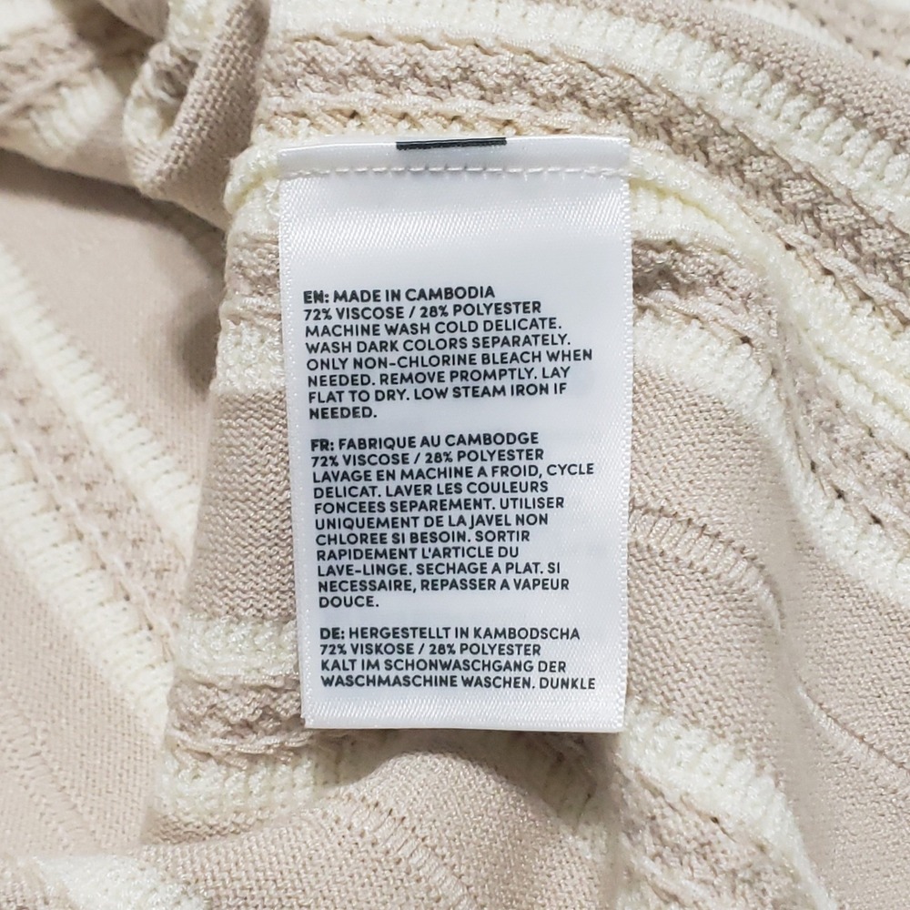 Lands End Womens Beige Striped Fit & Flare Knit Rib Texture Dress Oatmeal Sm 4-6 - Picture 7 of 10